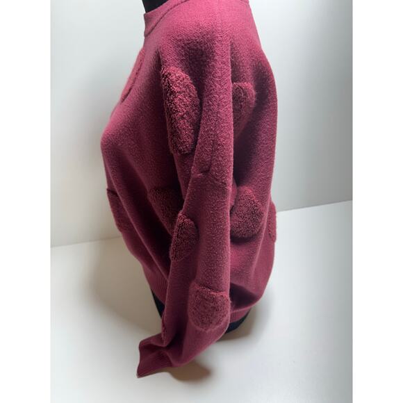 Tahari Sweater Burgundy Polka Dot Pullover Sweater Sz Large - Picture 2 of 11